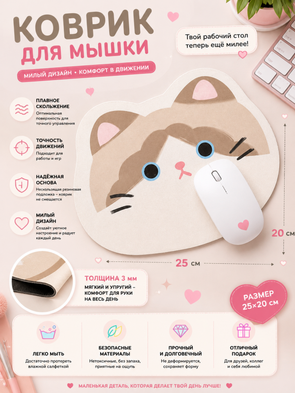 Коврик для мышки Мордочка 25х20 см