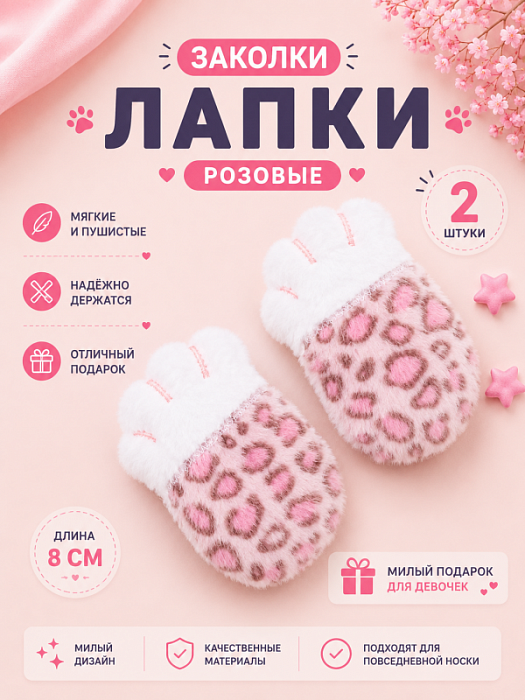 Заколки Лапки (Заколка Лапка розовая)